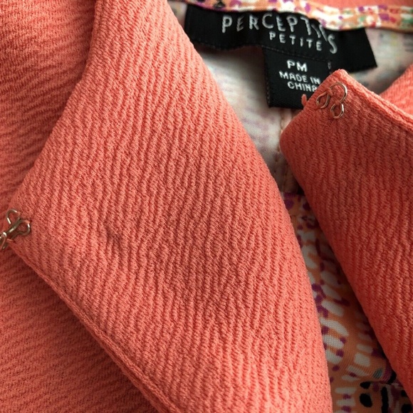 Perceptions Petite Women's 2 Piece Peach Combo Sleeveless Dress & Cardigan PM - Picture 13 of 13